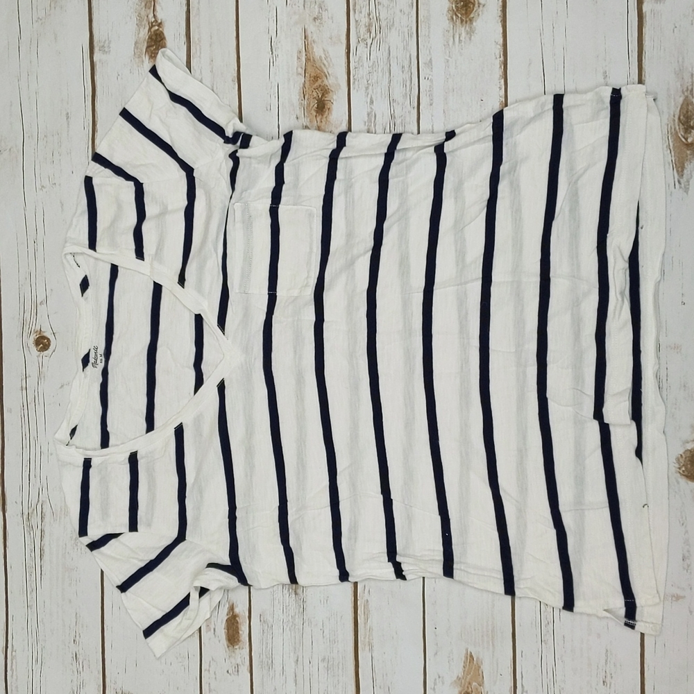Madewell Navy/White Striped V-Neck T M